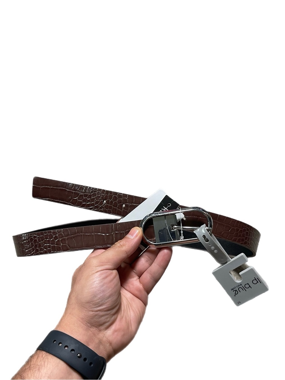 NWT - Linea Pelle Brown Faux Leather Croc Print Reversible Belt